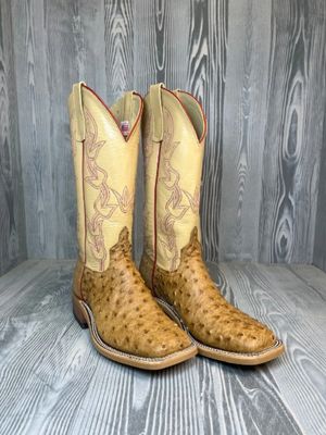 Men's Anderson Bean Umber Brucaito Full Quill Ostrich with 13" Dromedary Kidskin Tops