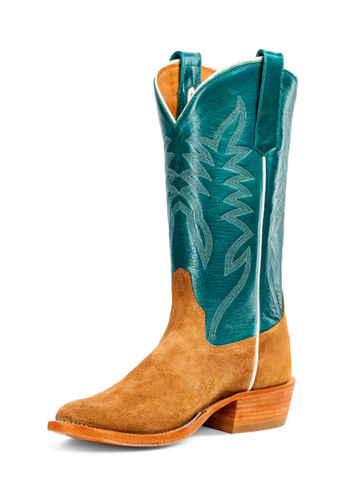 Men's Rios of Mercedes Reversed Bull Tan Shrunken Shoulder with 13" Turquoise Califeino Tops